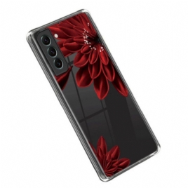 Deksel Til Samsung Galaxy S23 5G Sømløs Rød Blomst