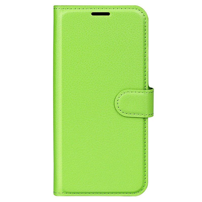 Folio Deksel Til Samsung Galaxy S23 5G Klassisk Litchi-skinneffekt