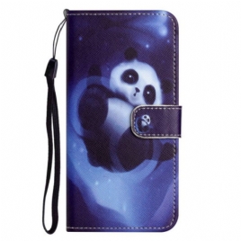 Folio Deksel Til Samsung Galaxy S23 5G Med Kjede Strappy Panda