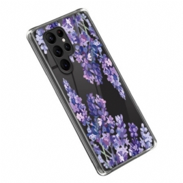 Deksel Til Samsung Galaxy S23 Ultra 5G Sømløse Lilla Blomster