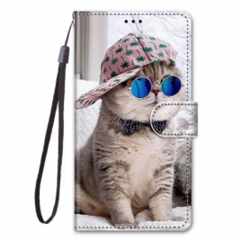 Lærdeksel Til Samsung Galaxy S23 Ultra 5G Med Kjede Yo Cat Med Stropp