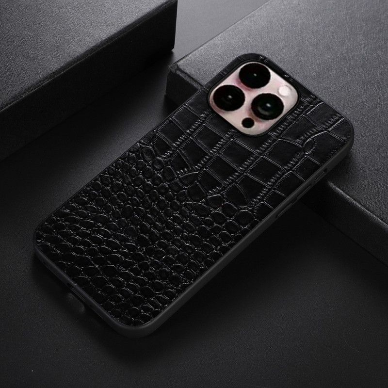 Deksel Til iPhone 14 Pro Max Krokodilletekstur I Ekte Skinn