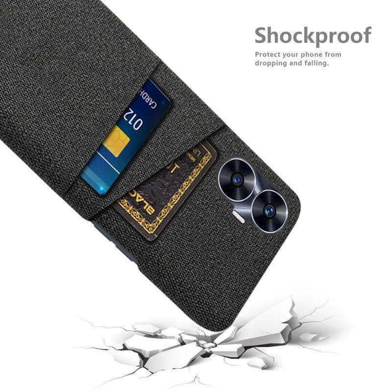Deksel Til Realme C55 Kortholder I Dobbel Stoff