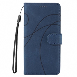 Folio Deksel Realme C55 Bølgede Linjer Med Snor Beskyttelse Deksel