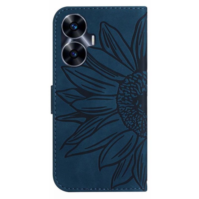 Folio Deksel Realme C55 Skulderveske Med Solsikketrykk Beskyttelse Deksel