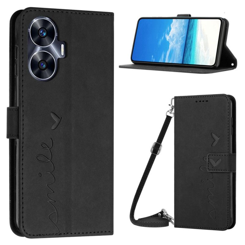 Folio Deksel Realme C55 Smil Med Skulderstropp