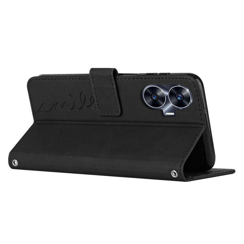 Folio Deksel Realme C55 Smil Med Skulderstropp