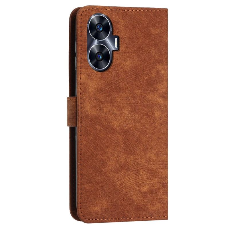 Lærdeksel Folio Deksel Realme C55 Geometriske Linjer Med Snor