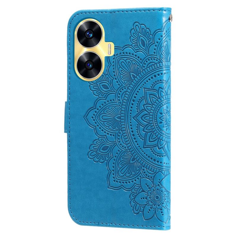 Lærdeksel Folio Deksel Realme C55 Mobildeksel Blomstermønsterrem