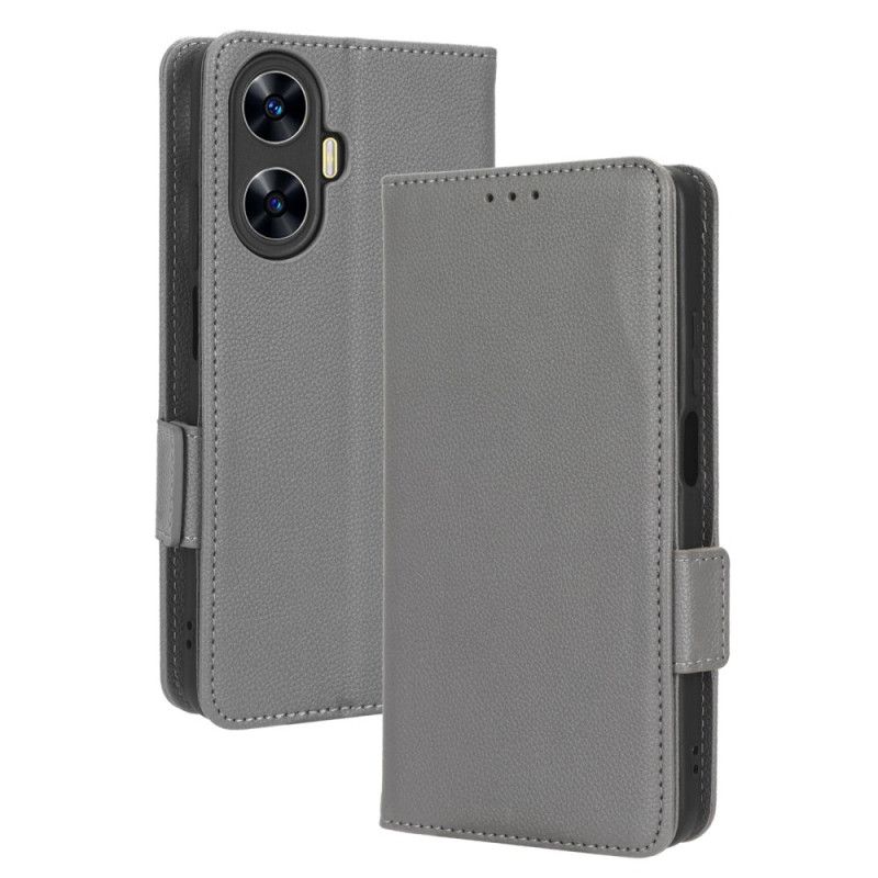 Lærdeksel Folio Deksel Realme C55 Mobildeksel Slank Lommebok Med Stropp