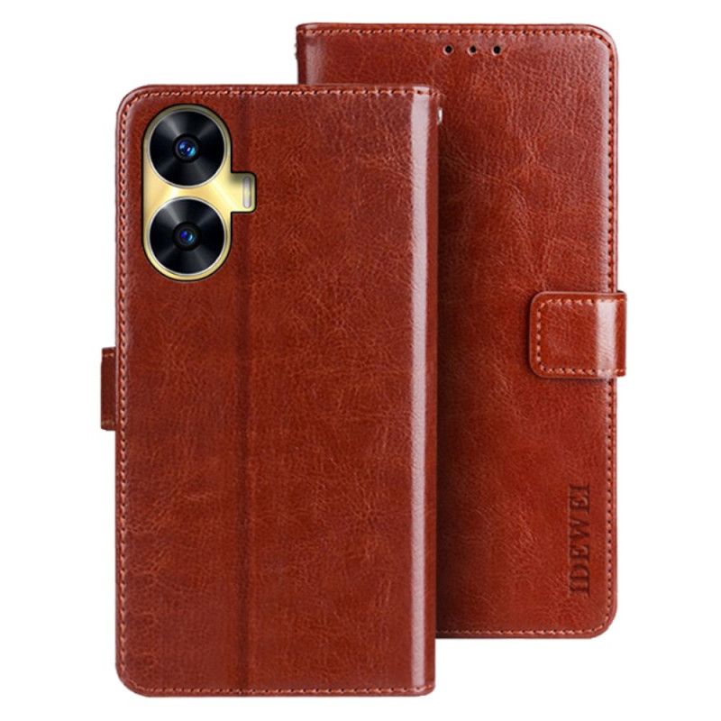 Lærdeksel Folio Deksel Realme C55 Mobildeksel Teksturert Idewei