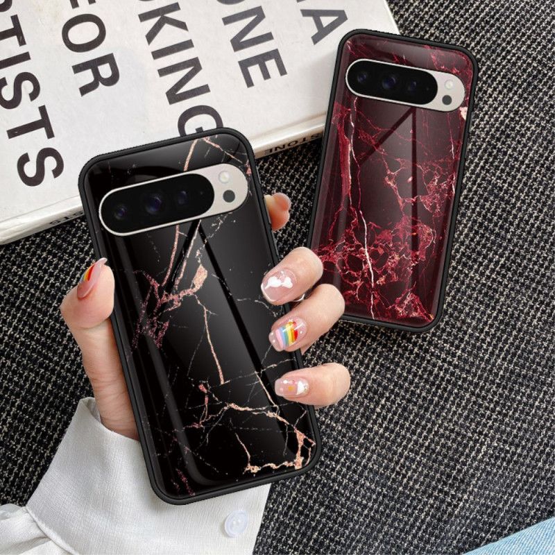Deksel Google Pixel 9 Pro Marmor Herdet Glass