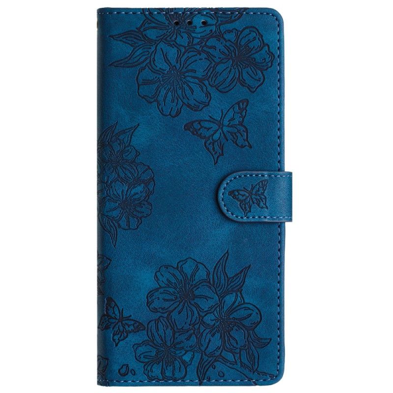Lærdeksel Folio Deksel Google Pixel 9 Pro Mobildeksel Floral Semsket Skinneffekt