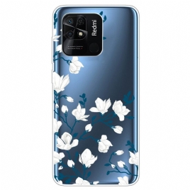 Deksel Til Xiaomi Redmi 10C Transparente Hvite Blomster