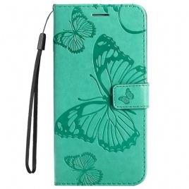 Folio Deksel Til Xiaomi Redmi 10C Med Kjede Gigant Strappy Sommerfugler