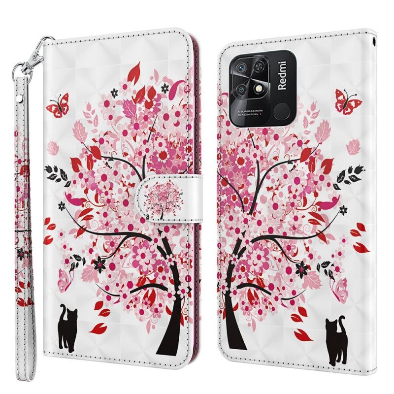 Folio Deksel Til Xiaomi Redmi 10C Med Kjede Thong Rose Tree