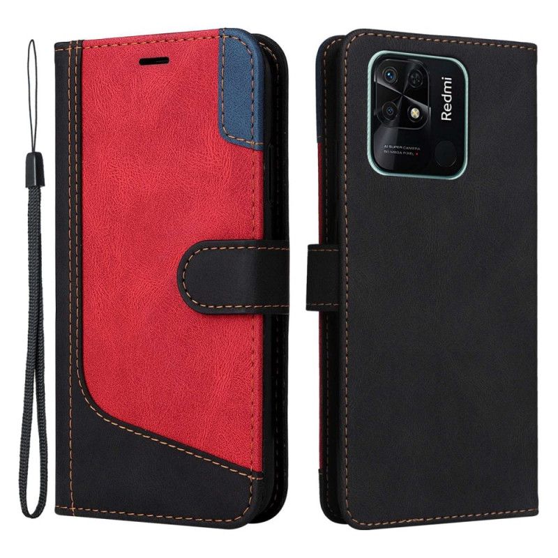 Lærdeksel Til Xiaomi Redmi 10C Med Kjede Tricolor Strappy
