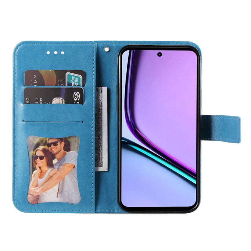 Folio Deksel Realme C67 Blomstermønster Med Stropp Beskyttelse Deksel