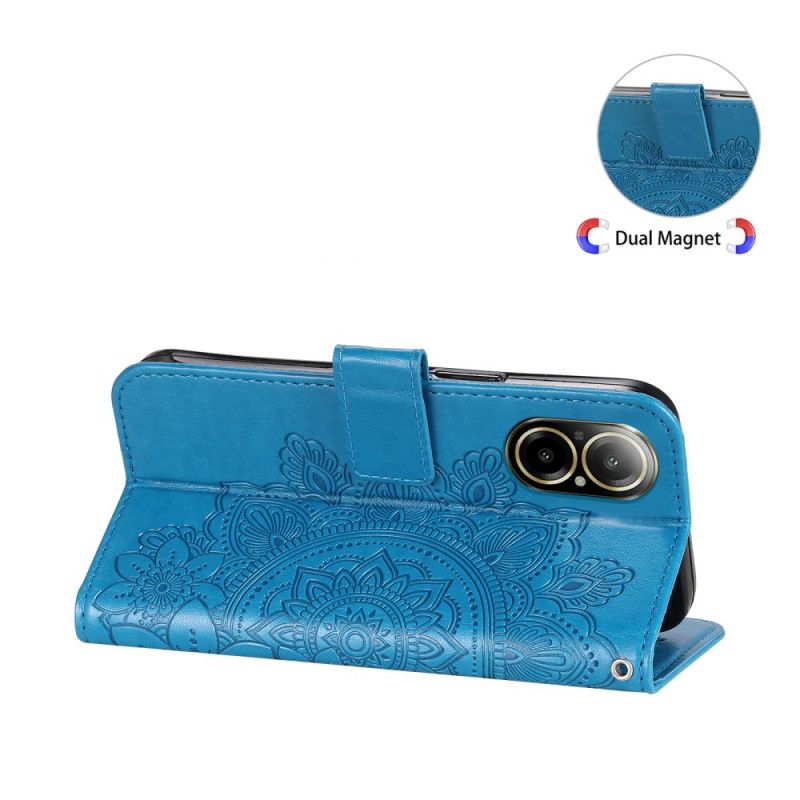 Folio Deksel Realme C67 Blomstermønster Med Stropp Beskyttelse Deksel