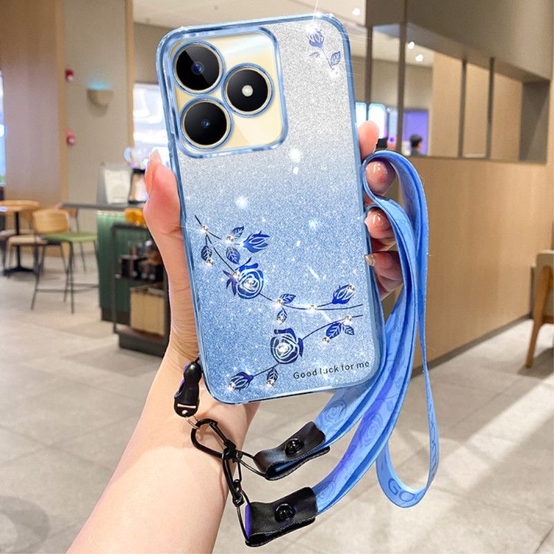 Deksel Realme C53 Kadem Glitter- Og Strassholder Med Snor