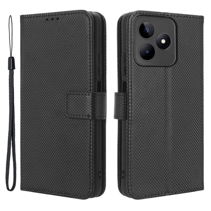 Folio Deksel Realme C53 Teksturert Med Stropp