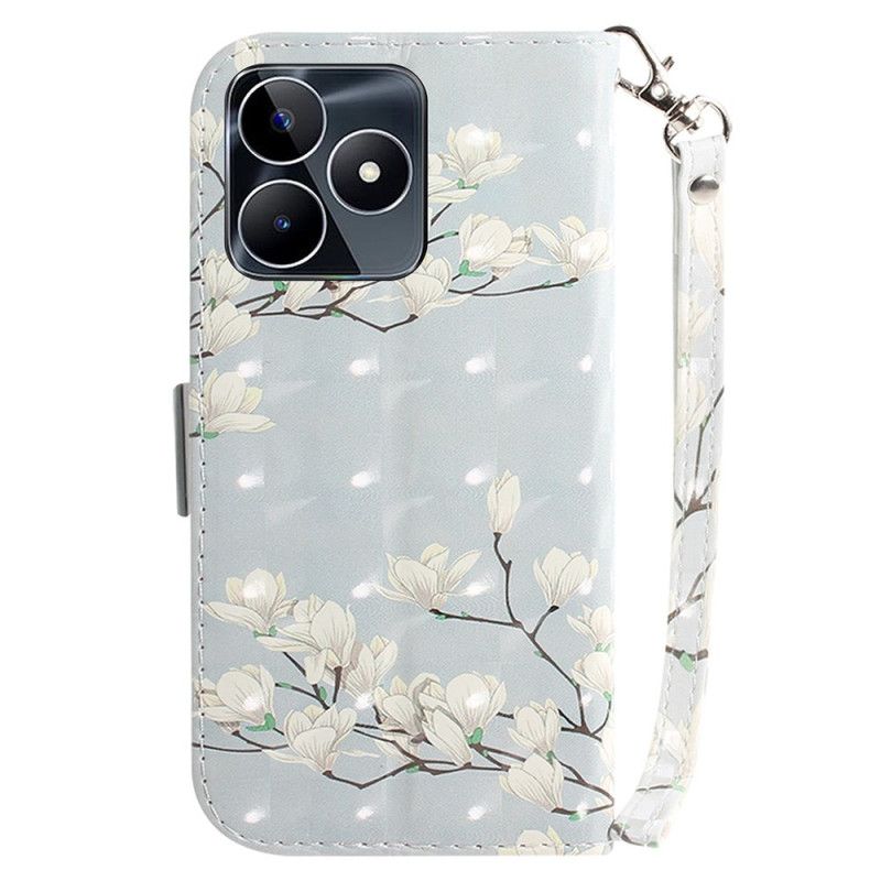 Folio Deksel Til Realme C53 Magnoliaholder Med Snor