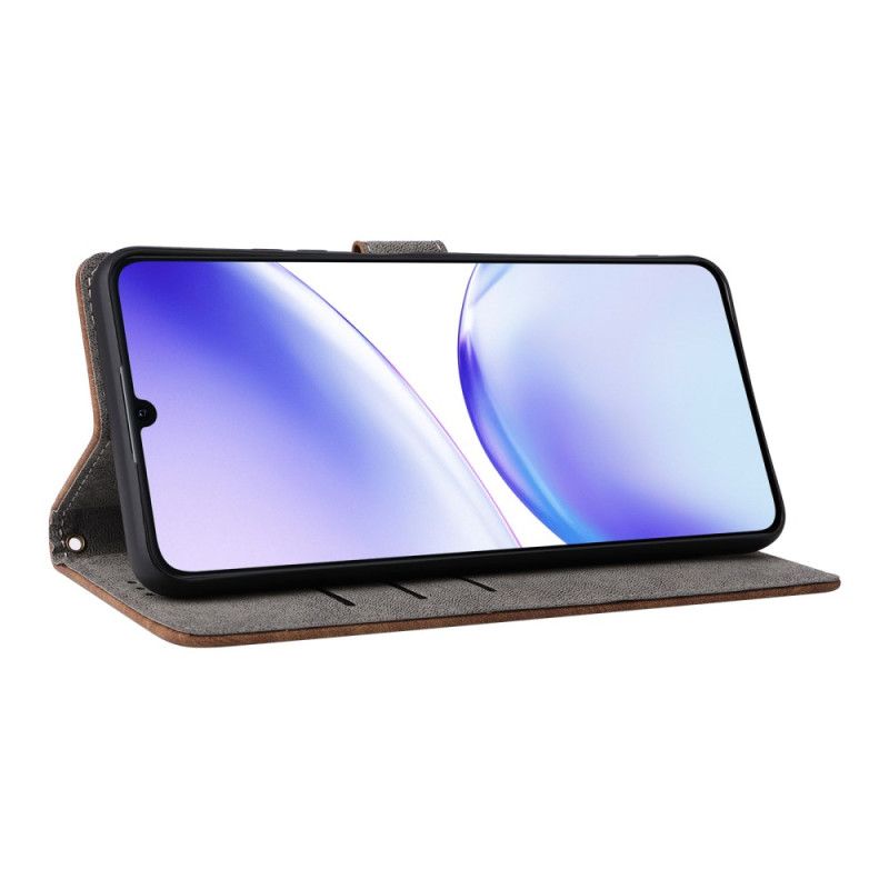 Folio Deksel Til Realme C53 Rfid-beskyttelse Med Snor