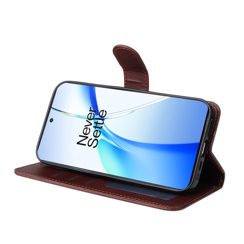 Lærdeksel Folio Deksel Oneplus 13r Mobildeksel Ensfarget Lærrem