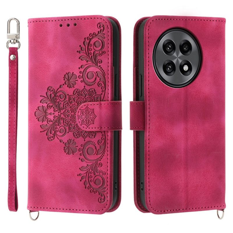 Lærdeksel Folio Deksel Oneplus 13r Mobildeksel Semsket Skinn Med Blondeeffekt Stropp Og Skulderstropp