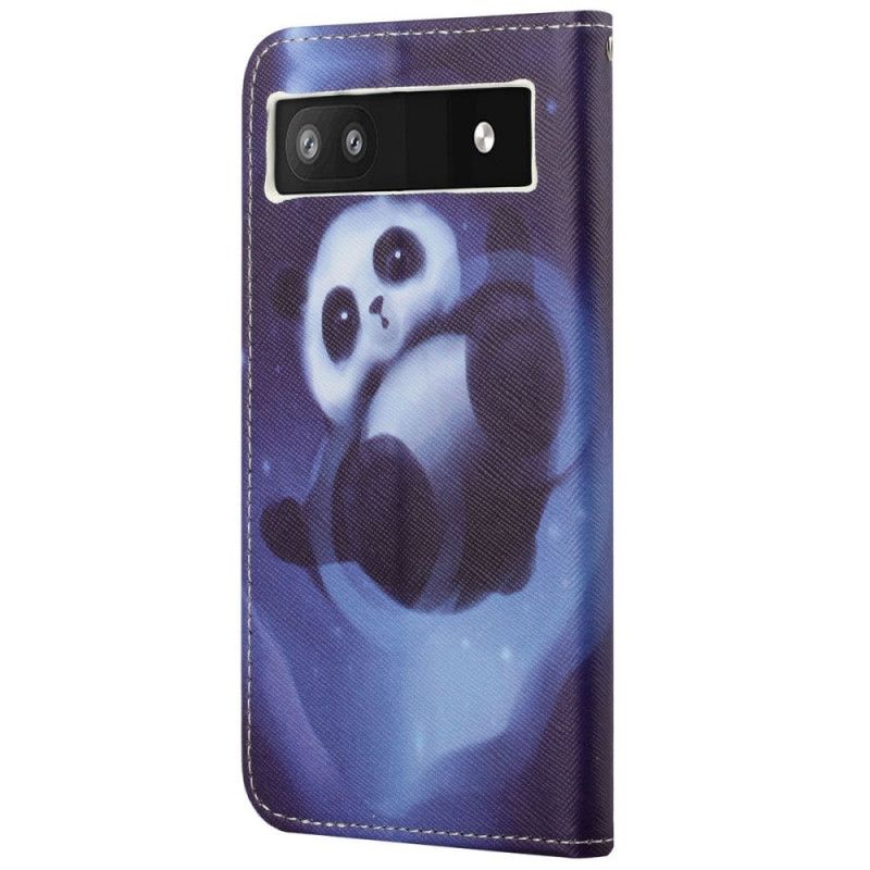 Folio Deksel Til Google Pixel 6A Med Kjede Thong Space Panda