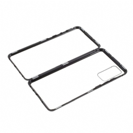 Deksel Til Samsung Galaxy S20 FE Metalfelger Og Bakside Av Herdet Glass