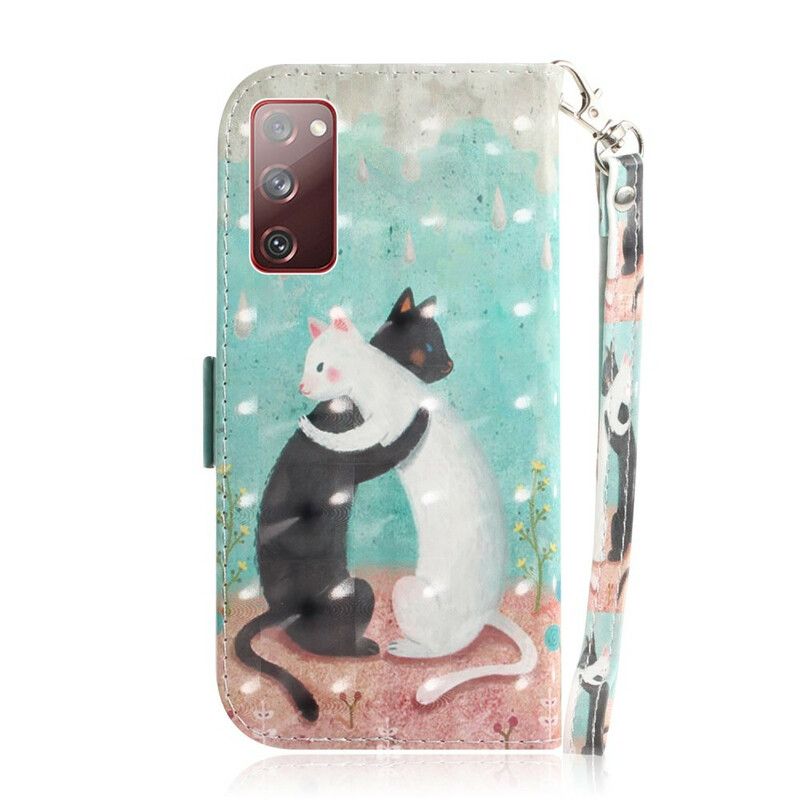 Folio Deksel Til Samsung Galaxy S20 FE Med Kjede Thong Cat Friends