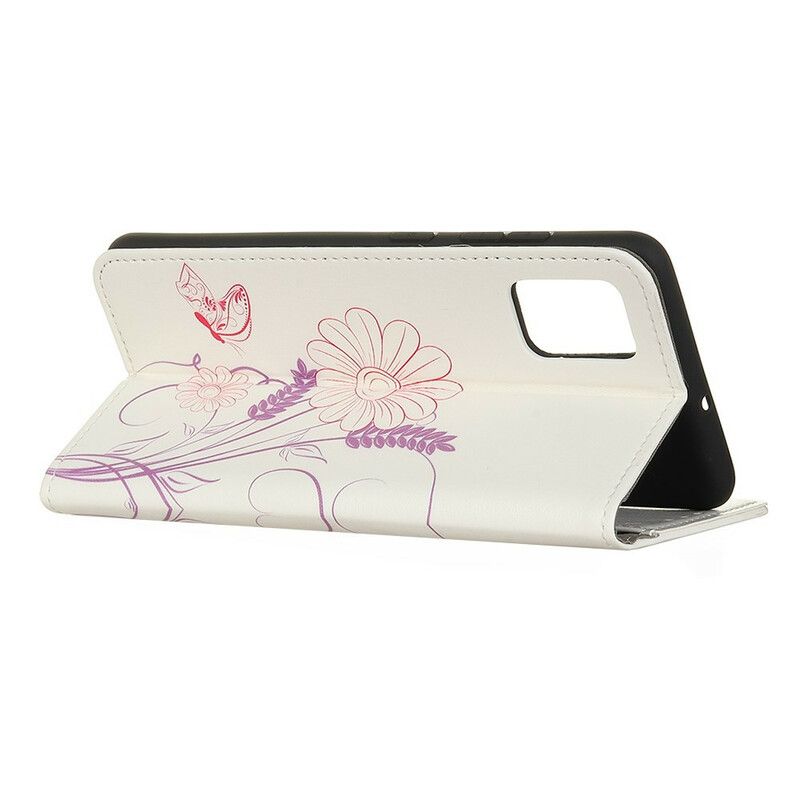 Folio Deksel Til Samsung Galaxy S20 FE Tegning Av Sommerfugler Og Blomster