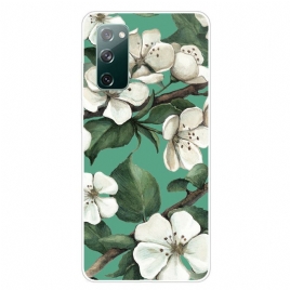 Mobildeksel Til Samsung Galaxy S20 FE Hvite Malte Blomster