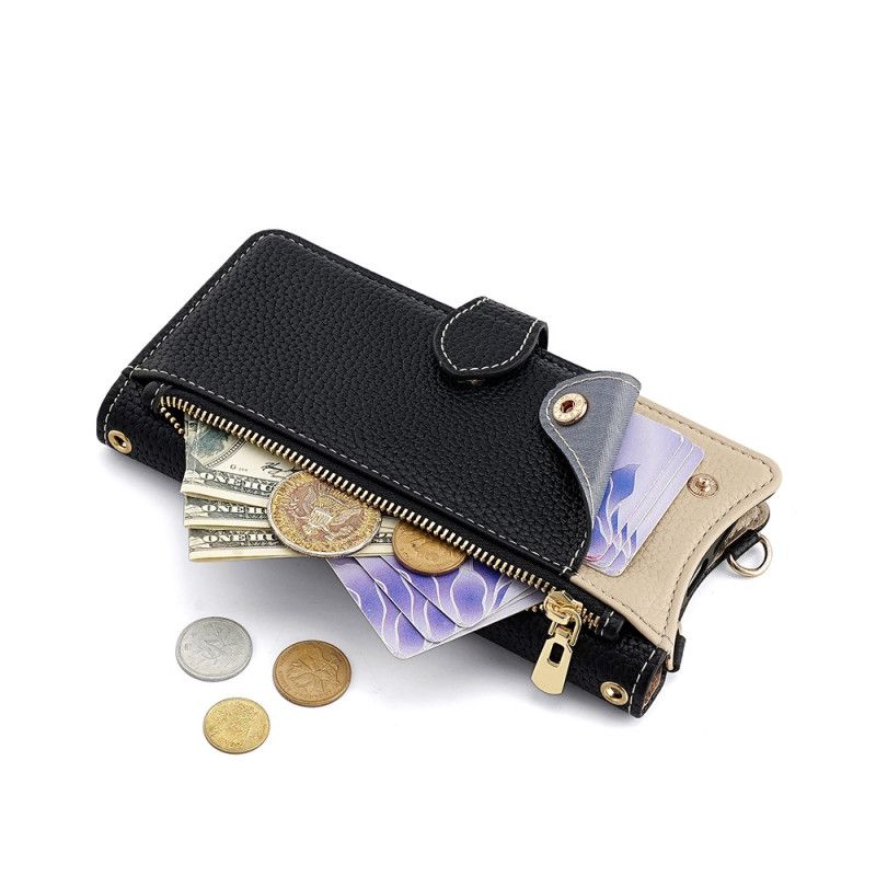 Folio Deksel Til Realme C71 Tofarget Lommebok Med Speil Og Skulderstropp