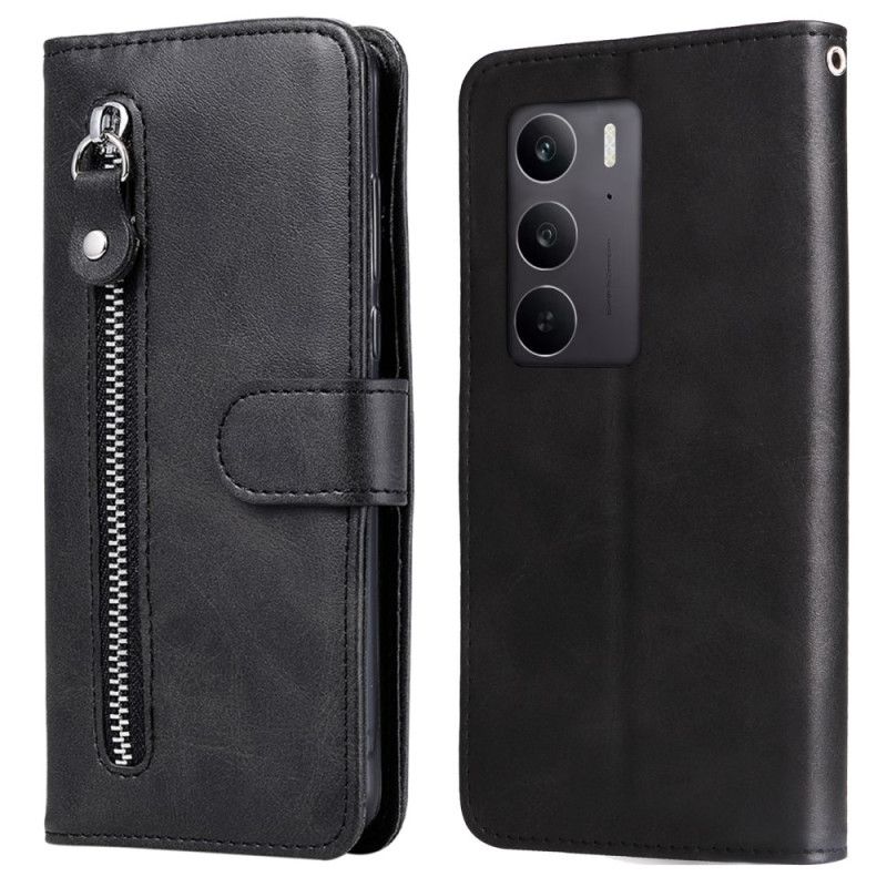 Lærdeksel Folio Deksel Realme C71 Mobildeksel Glidelåsveske