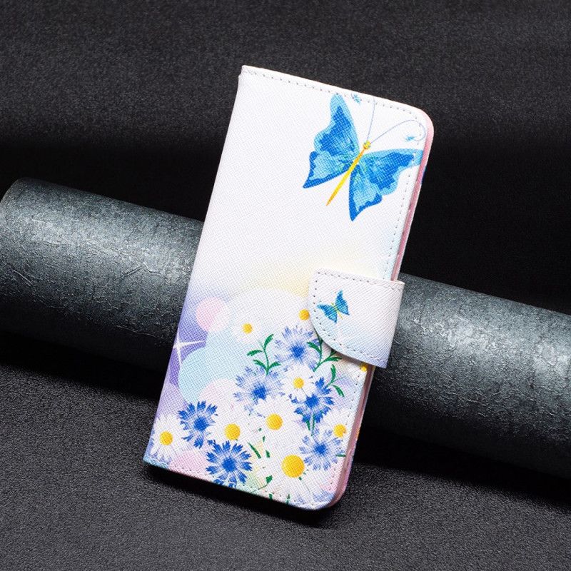 Folio Deksel Oppo A98 5g Sommerfugl Og Blomster Akvarell Beskyttelse Deksel
