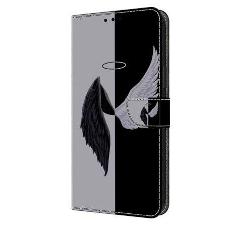 Folio Deksel Oppo A98 5g Svarte Og Hvite Vinger Beskyttelse Deksel