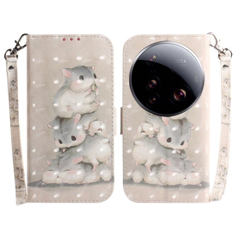 Folio Deksel Til Xiaomi 15 Ultra Hamstere Med Snor
