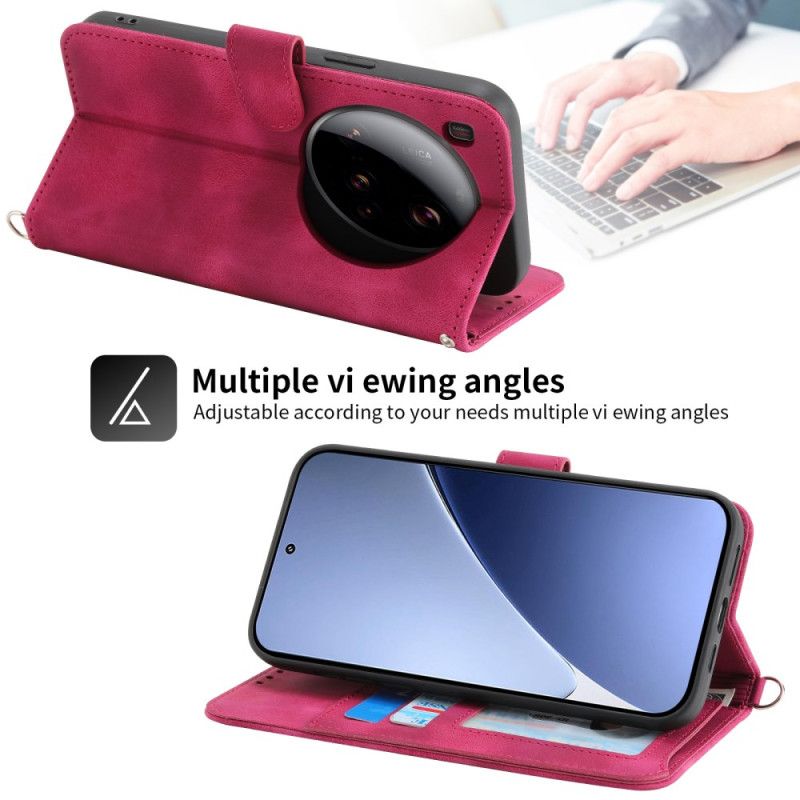 Folio Deksel Xiaomi 15 Ultra Blomstermønster Med Rem Og Skulderrem