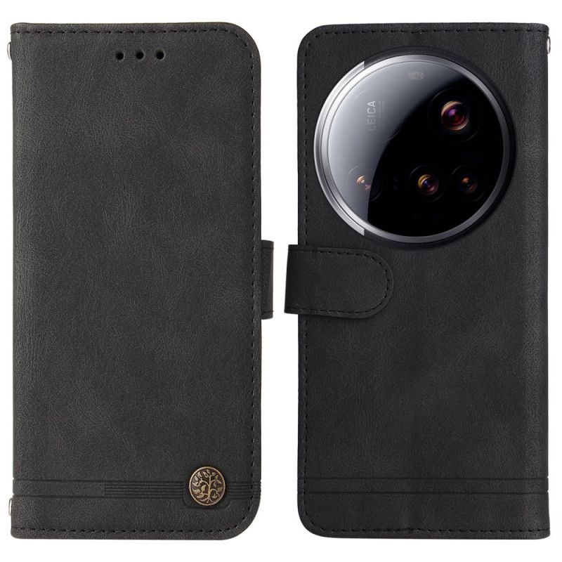 Lærdeksel Folio Deksel Xiaomi 15 Ultra Mobildeksel Dekorativ Nagle