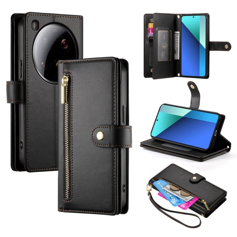 Lærdeksel Folio Deksel Xiaomi 15 Ultra Mobildeksel Lommebok Med Stropp Og Skulderstropp