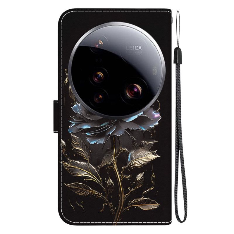 Lærdeksel Folio Deksel Xiaomi 15 Ultra Mobildeksel Svart Rose