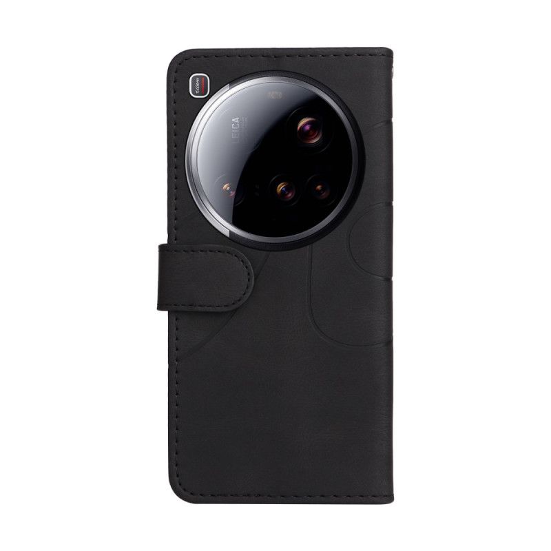 Lærdeksel Folio Deksel Xiaomi 15 Ultra Tofargede Bølgete Linjer