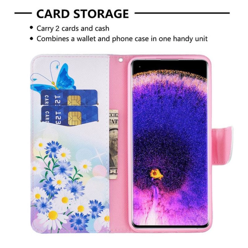 Folio Deksel Til Oppo Find X5 Pro Akvarellsommerfugler