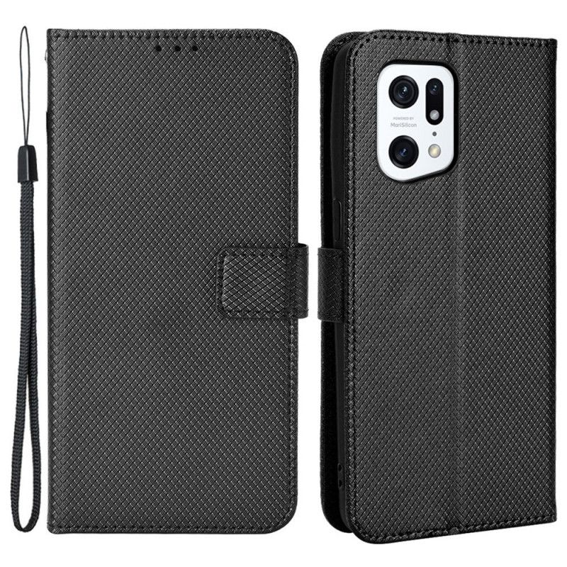 Folio Deksel Til Oppo Find X5 Pro Med Kjede Stylet Kunstskinnrem