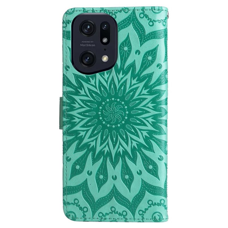 Folio Deksel Til Oppo Find X5 Pro Med Kjede Thong Sun