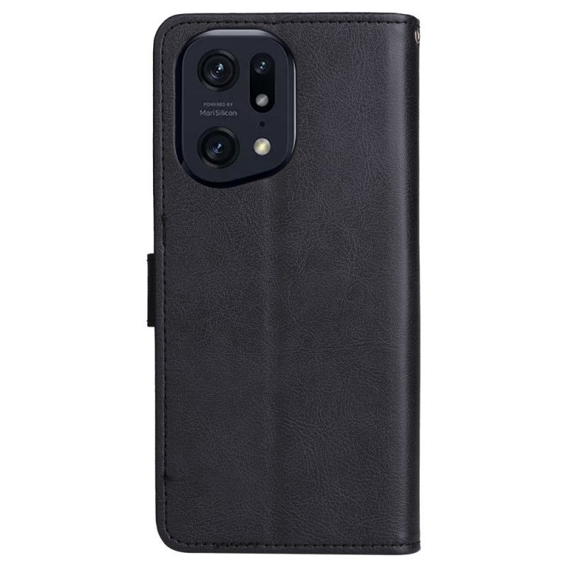 Folio Deksel Til Oppo Find X5 Pro Med Kjede Vanlig Reim