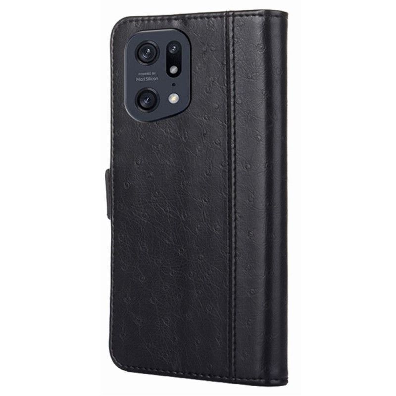 Folio Deksel Til Oppo Find X5 Pro Tofarget Strutshudtekstur