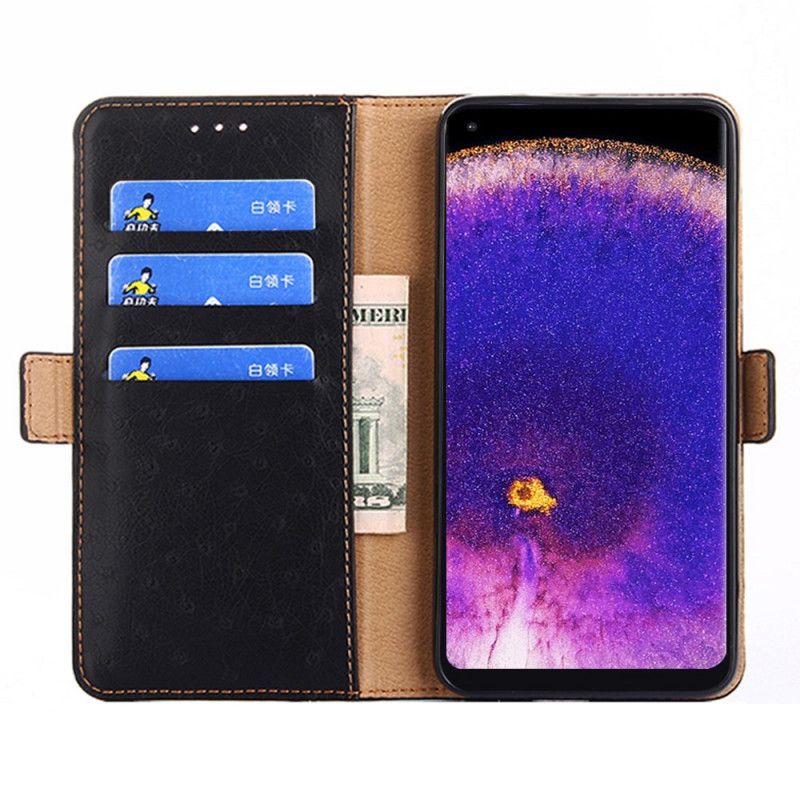 Folio Deksel Til Oppo Find X5 Pro Tofarget Strutshudtekstur